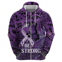 Lupus Awareness Month New Zealand Zip Hoodie Be Strong Warrior Maori Silver Fern LT14 - Polynesian Pride