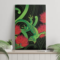 New Zealand Gecko Canvas Wall Art Aotearoa Maori With Pohutukawa Flowers LT14 - Polynesian Pride