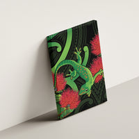 New Zealand Gecko Canvas Wall Art Aotearoa Maori With Pohutukawa Flowers LT14 - Polynesian Pride