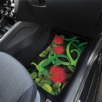New Zealand Gecko Car Mats Aotearoa Maori With Pohutukawa Flowers LT14 - Polynesian Pride