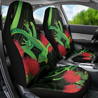 New Zealand Gecko Car Seat Cover Aotearoa Maori With Pohutukawa Flowers LT14 - Polynesian Pride