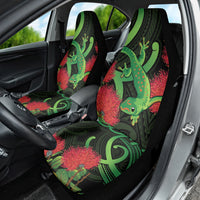 New Zealand Gecko Car Seat Cover Aotearoa Maori With Pohutukawa Flowers LT14 - Polynesian Pride