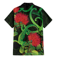New Zealand Gecko Family Matching Mermaid Dress and Hawaiian Shirt Aotearoa Maori With Pohutukawa Flowers LT14 - Polynesian Pride