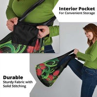 New Zealand Gecko Grocery Bag Aotearoa Maori With Pohutukawa Flowers LT14 - Polynesian Pride