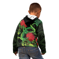 New Zealand Gecko Kid Hoodie Aotearoa Maori With Pohutukawa Flowers LT14 - Polynesian Pride