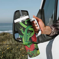 New Zealand Gecko Tumbler With Handle Aotearoa Maori With Pohutukawa Flowers LT14 - Polynesian Pride
