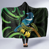 New Zealand Tui Bird Hooded Blanket Aotearoa Maori With Kowhai Flowers LT14 - Polynesian Pride