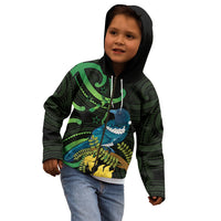 New Zealand Tui Bird Kid Hoodie Aotearoa Maori With Kowhai Flowers LT14 - Polynesian Pride