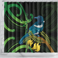 New Zealand Tui Bird Shower Curtain Aotearoa Maori With Kowhai Flowers LT14 - Polynesian Pride
