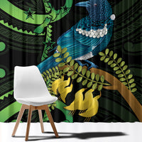 New Zealand Tui Bird Window Curtain Aotearoa Maori With Kowhai Flowers LT14 - Polynesian Pride