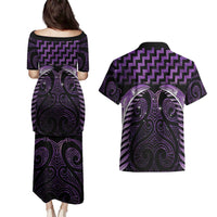 Purple Matariki New Zealand Couples Matching Puletasi and Hawaiian Shirt Maori Poutama Galaxy Vibes LT14 - Polynesian Pride