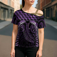 Purple Matariki New Zealand Cross Shoulder Shirt Maori Poutama Galaxy Vibes LT14 - Polynesian Pride