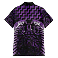 Purple Matariki New Zealand Family Matching Off The Shoulder Long Sleeve Dress and Hawaiian Shirt Maori Poutama Galaxy Vibes LT14 - Polynesian Pride