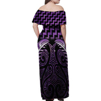Purple Matariki New Zealand Family Matching Off Shoulder Maxi Dress and Hawaiian Shirt Maori Poutama Galaxy Vibes LT14 - Polynesian Pride