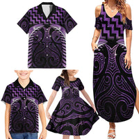 Purple Matariki New Zealand Family Matching Summer Maxi Dress and Hawaiian Shirt Maori Poutama Galaxy Vibes LT14 - Polynesian Pride