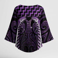 Purple Matariki New Zealand Kimono Sleeve Blouse Maori Poutama Galaxy Vibes LT14 - Polynesian Pride