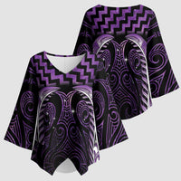 Purple Matariki New Zealand Kimono Sleeve Blouse Maori Poutama Galaxy Vibes LT14 - Polynesian Pride