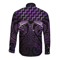 Purple Matariki New Zealand Long Sleeve Button Shirt Maori Poutama Galaxy Vibes LT14 - Polynesian Pride