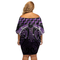 Purple Matariki New Zealand Off Shoulder Short Dress Maori Poutama Galaxy Vibes LT14 - Polynesian Pride