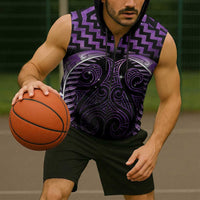 Purple Matariki New Zealand Sleeveless Zip Hoodie Maori Poutama Galaxy Vibes LT14 - Polynesian Pride