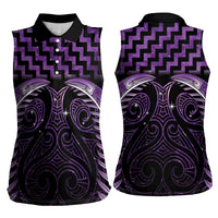 Purple Matariki New Zealand Women Sleeveless Polo Shirt Maori Poutama Galaxy Vibes LT14 - Polynesian Pride