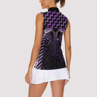 Purple Matariki New Zealand Women Sleeveless Polo Shirt Maori Poutama Galaxy Vibes LT14 - Polynesian Pride