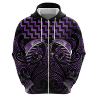 Purple Matariki New Zealand Zip Hoodie Maori Poutama Galaxy Vibes LT14 - Polynesian Pride