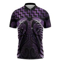 Purple Matariki New Zealand Zipper Polo Shirt Maori Poutama Galaxy Vibes LT14 Purple - Polynesian Pride