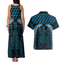 Blue Matariki New Zealand Couples Matching Tank Maxi Dress and Hawaiian Shirt Maori Poutama Galaxy Vibes LT14 - Polynesian Pride