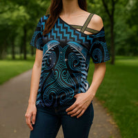 Blue Matariki New Zealand Cross Shoulder Shirt Maori Poutama Galaxy Vibes LT14 - Polynesian Pride