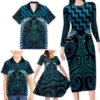 Blue Matariki New Zealand Family Matching Long Sleeve Bodycon Dress and Hawaiian Shirt Maori Poutama Galaxy Vibes LT14 - Polynesian Pride