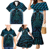 Blue Matariki New Zealand Family Matching Mermaid Dress and Hawaiian Shirt Maori Poutama Galaxy Vibes LT14 - Polynesian Pride