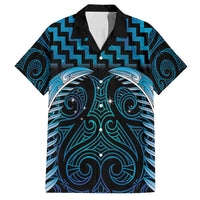 Blue Matariki New Zealand Family Matching Puletasi and Hawaiian Shirt Maori Poutama Galaxy Vibes LT14 Dad's Shirt - Short Sleeve Blue - Polynesian Pride