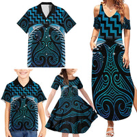 Blue Matariki New Zealand Family Matching Summer Maxi Dress and Hawaiian Shirt Maori Poutama Galaxy Vibes LT14 - Polynesian Pride