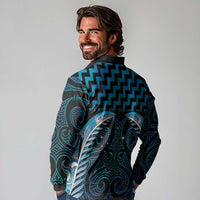 Blue Matariki New Zealand Long Sleeve Polo Shirt Maori Poutama Galaxy Vibes LT14 - Polynesian Pride
