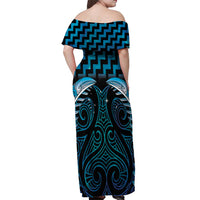 Blue Matariki New Zealand Off Shoulder Maxi Dress Maori Poutama Galaxy Vibes LT14 - Polynesian Pride