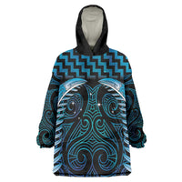Blue Matariki New Zealand Wearable Blanket Hoodie Maori Poutama Galaxy Vibes LT14 One Size Blue - Polynesian Pride