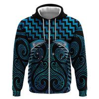 Blue Matariki New Zealand Zip Hoodie Maori Poutama Galaxy Vibes LT14 Zip Hoodie Blue - Polynesian Pride