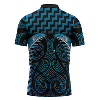 Blue Matariki New Zealand Zipper Polo Shirt Maori Poutama Galaxy Vibes LT14 - Polynesian Pride