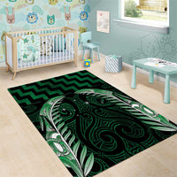Green Matariki New Zealand Area Rug Maori Poutama Galaxy Vibes