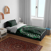 Green Matariki New Zealand Bedding Set Maori Poutama Galaxy Vibes