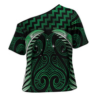 Green Matariki New Zealand Cross Shoulder Shirt Maori Poutama Galaxy Vibes LT14 - Polynesian Pride