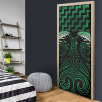 Green Matariki New Zealand Door Cover Maori Poutama Galaxy Vibes LT14 - Polynesian Pride