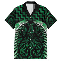 Green Matariki New Zealand Family Matching Off The Shoulder Long Sleeve Dress and Hawaiian Shirt Maori Poutama Galaxy Vibes LT14 Dad's Shirt - Short Sleeve Green - Polynesian Pride