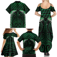 Green Matariki New Zealand Family Matching Summer Maxi Dress and Hawaiian Shirt Maori Poutama Galaxy Vibes LT14 - Polynesian Pride