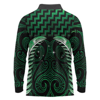 Green Matariki New Zealand Long Sleeve Polo Shirt Maori Poutama Galaxy Vibes LT14 - Polynesian Pride