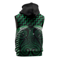 Green Matariki New Zealand Sleeveless Hoodie Maori Poutama Galaxy Vibes LT14 - Polynesian Pride