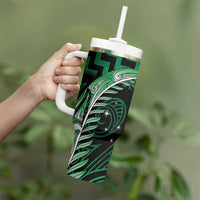 Green Matariki New Zealand Tumbler With Handle Maori Poutama Galaxy Vibes LT14 - Polynesian Pride