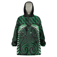 Green Matariki New Zealand Wearable Blanket Hoodie Maori Poutama Galaxy Vibes LT14 One Size Green - Polynesian Pride