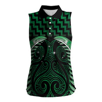 Green Matariki New Zealand Women Sleeveless Polo Shirt Maori Poutama Galaxy Vibes LT14 Female Green - Polynesian Pride